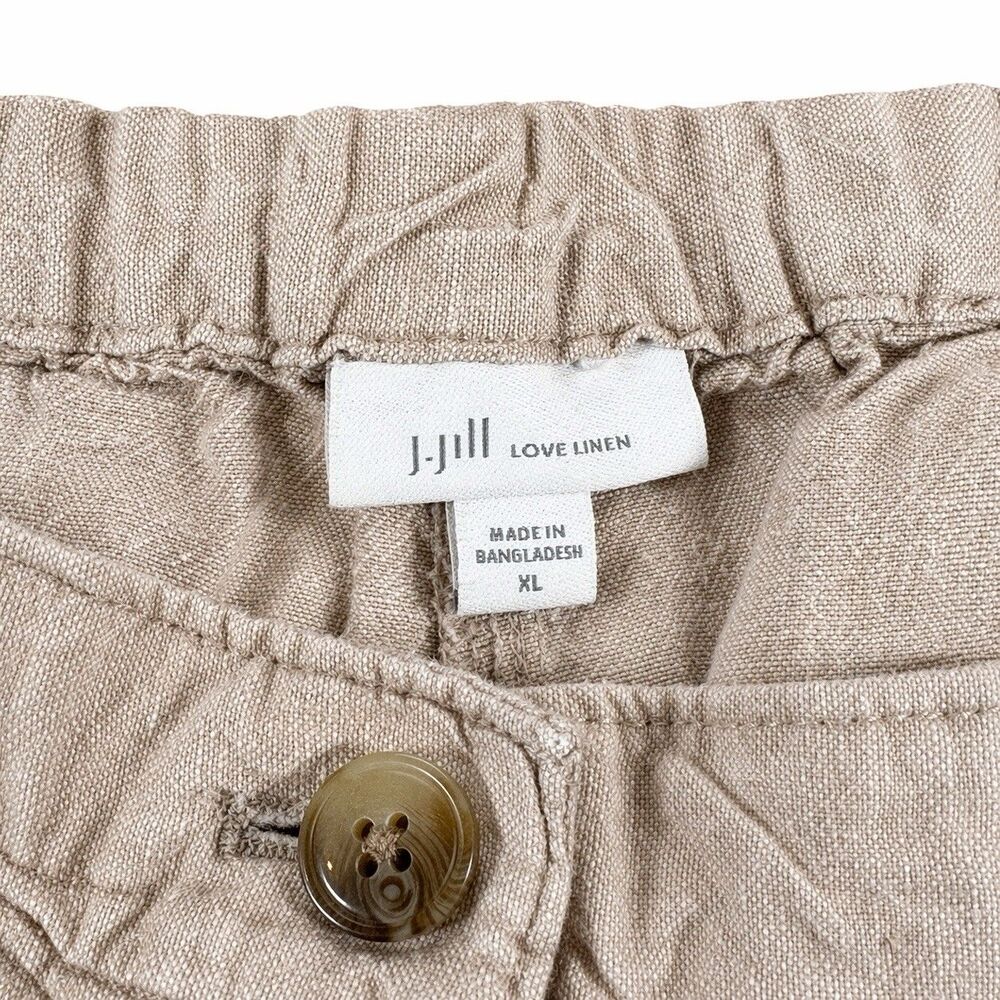 J Jill Love Linen Pants Womens XL Beige Cropped Wide Leg Elastic Waist - Picture 6 of 7